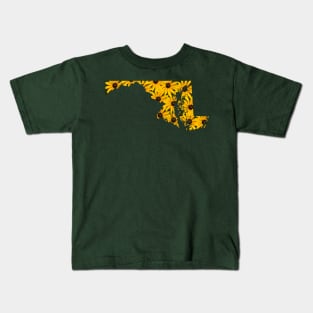 Maryland: Black-Eyed Susans (Green) Kids T-Shirt